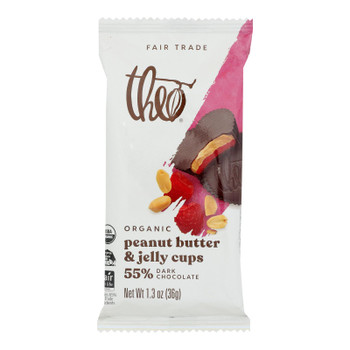 Theo Chocolate - Cups Peanut Butter & Jelly - Case of 12 - 1.3 OZ