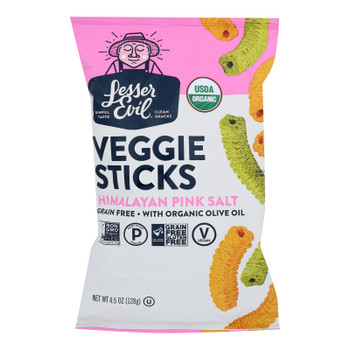 Lesser Evil - Veggie Sticks Himalayan Pink Salt - Case of 9 - 4.5 OZ Lesser Evil - Veggie Sticks Himalayan Pink Salt - Case of 9 - 4.5 OZ