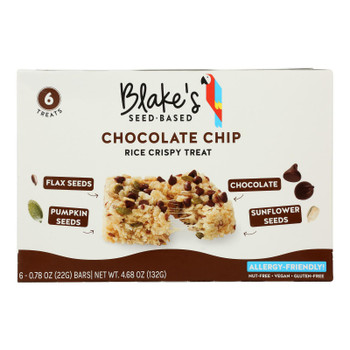 Blake's Seed Based - Rice Crispy Treat Chocolate Chip - Case of 12 - 6/.78 OZ Blake's Seed Based - Rice Crispy Treat Chocolate Chip - Case of 12 - 6/.78 OZ