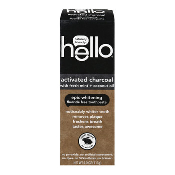Hello Products Llc - Toothpaste Activated Charcoal Whitening Fluoride Free - Case of 6-4 OZ