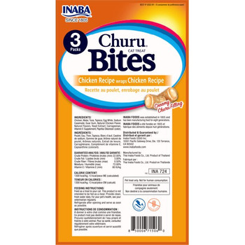 Inaba - Cat Treat Churu Chicken Bite - Case of 8-1.05 OZ Inaba - Cat Treat Churu Chicken Bite - Case of 8-1.05 OZ