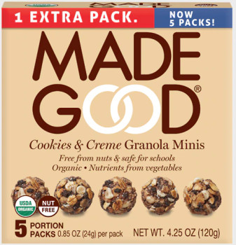 Made Good - Granola Mini Cookies & Cream - Case of 6-5/.85OZ Made Good - Granola Mini Cookies & Cream - Case of 6-5/.85OZ