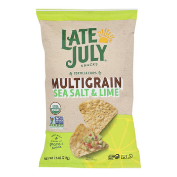 Late July Snacks - Tortilla Chips Multigrain Sea Salt Lime - Case of 12-7.5 OZ