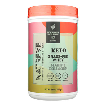 Natreve - Keto Grass-Fed Whey Marine Collagen French Vanilla Wafer Sundae - Case of 4-17.6 OZ