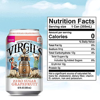 Virgil's - Soda Zero Sugar Grapefruit - Case of 4-6/12 FZ Virgil's - Soda Zero Sugar Grapefruit - Case of 4-6/12 FZ