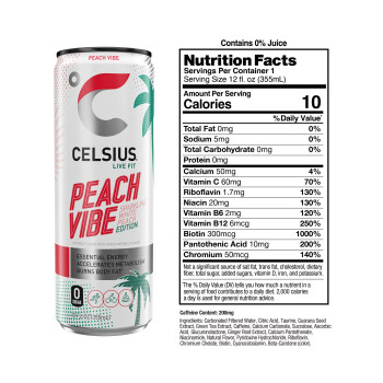 Celsius - Drink Sparkling Peach Vibe - Case of 6-4/12 FZ Celsius - Drink Sparkling Peach Vibe - Case of 6-4/12 FZ