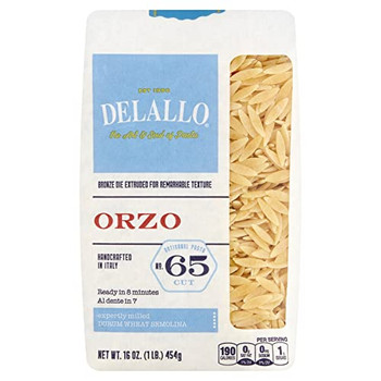 Delallo Pasta, Orzo-Bag #65  - Case of 16 - 1 LB