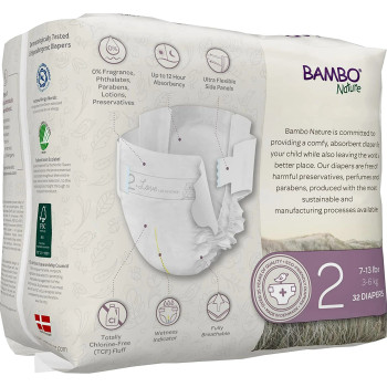 Bambo Nature - Diapers Size 2 - Case of 6-32 CT Bambo Nature - Diapers Size 2 - Case of 6-32 CT