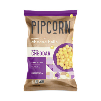 Pipcorn - Cheese Balls Whte Cheddar - Case of 12-4.5 OZ