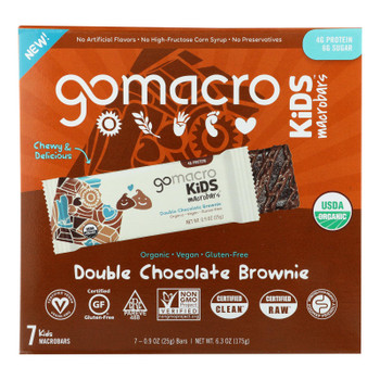 GoMacro - Kids Macrobar Double Chocolate Brownie - Case of 7 - 6.3 OZ GoMacro - Kids Macrobar Double Chocolate Brownie - Case of 7 - 6.3 OZ