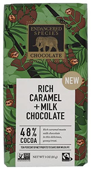 Endangered Species Chocolate - Chocolate Bar Milk Caramel - Case of 12-3 OZ