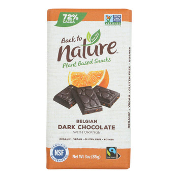 Back To Nature - Bar Chocolate Dark Belgian Orange - Case of 12-3 OZ