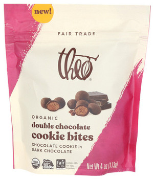 Theo Chocolate - Cookie Bites Double Dark Chocolate - Case of 6-4 OZ