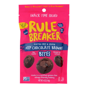 Rule Breaker Snacks - Bites Deep Chocolate Brownie - Case of 6-4 OZ