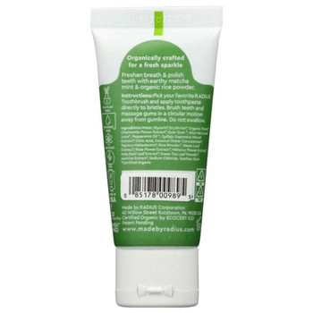 Radius - Toothpaste Matcha Mint Trial Size - Case of 24-.8 OZ