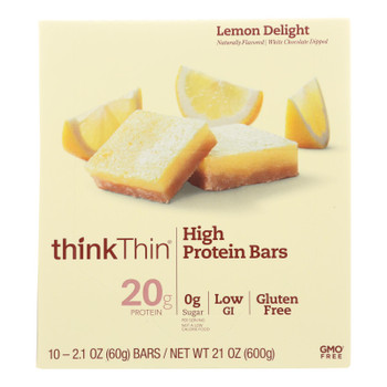 Think! Thin Lemon Delight High Protein Bars - Case of 10 - 2.1 OZ