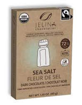 Jelina Chocolatier - Bar Dark Chocolate Sea Salt 72% - Case of 12-1.41 OZ