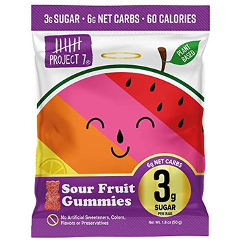 Project 7 - Gummies Sour Fruit Low Sugar - Case of 8-1.8 OZ