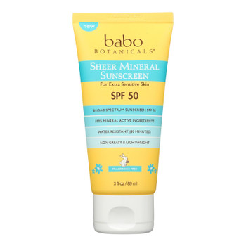 Babo Botanicals - Sunscreen Sheer Lotion Spf 50 - 1 Each-3 FZ