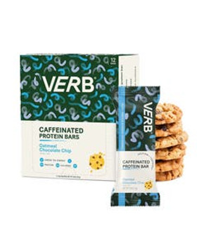 Verb Energy Oatmeal Chocolate Chip Caffeinated Protein Bars 12 count