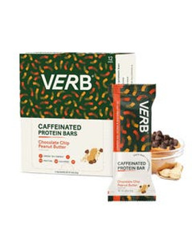 Verb Energy Chocolate Chip Peanut Butter Caffeinated Protein Bars 12 count
