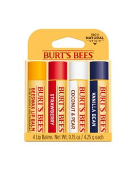 Burt's Bees Assorted Lip Balms 4 (0.15) oz. tubes in blister box Burt's Bees Assorted Lip Balms 4 (0.15) oz. tubes in blister box