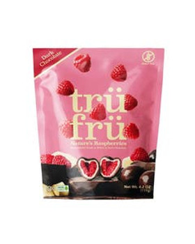 Tru Fru Hyper-Dried Raspberries in White & Dark Chocolate 4.2 oz. Tru Fru Hyper-Dried Raspberries in White & Dark Chocolate 4.2 oz.