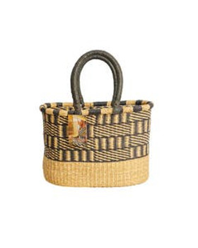 Ayeya Oval Flat Bottom Grass Basket Neutral Colors 17" x 11" x 8"