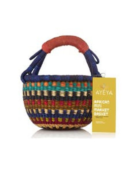 Ayeya Handwoven Mini Market Style Grass Basket 9" x 5" x 7" Ayeya Handwoven Mini Market Style Grass Basket 9" x 5" x 7"