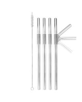 Harold Import HIC Turtleneck Bendable Silver Drinking Straw Set of 4 Harold Import HIC Turtleneck Bendable Silver Drinking Straw Set of 4