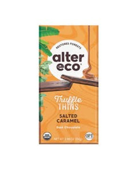 Alter Eco Organic Salted Caramel Truffle Thins Dark Chocolate Bar 2.96 oz Alter Eco Organic Salted Caramel Truffle Thins Dark Chocolate Bar 2.96 oz