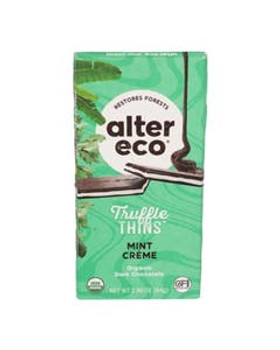 Alter Eco Organic Mint Creme Truffle Thins Dark Chocolate Bar 2.96 oz. Alter Eco Organic Mint Creme Truffle Thins Dark Chocolate Bar 2.96 oz.