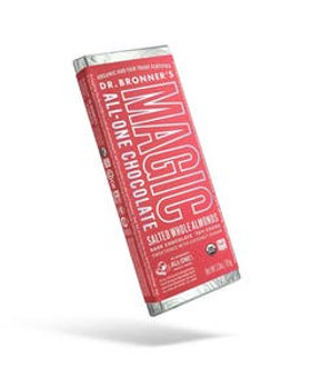 Dr. Bronner's Salted Whole Almonds Dark Chocolate Bar 3 oz. Dr. Bronner's Salted Whole Almonds Dark Chocolate Bar 3 oz.