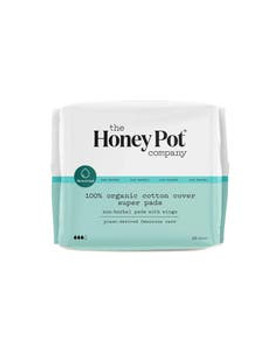 The Honey Pot Organic Cotton Cover Non-Herbal Super Pads with Wings 16 count The Honey Pot Organic Cotton Cover Non-Herbal Super Pads with Wings 16 count