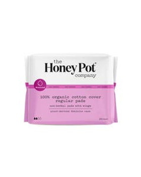 The Honey Pot Organic Cotton Cover Non-Herbal Regular Pads with Wings 20 count The Honey Pot Organic Cotton Cover Non-Herbal Regular Pads with Wings 20 count