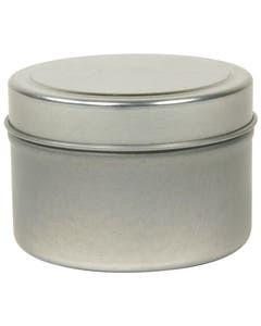 Round Metal Tin with Silver Finish 4 oz