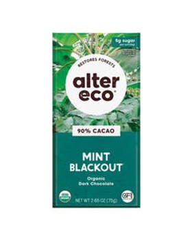 Alter Eco Organic Mint Blackout Dark Chocolate Bar 2.65 oz. Alter Eco Organic Mint Blackout Dark Chocolate Bar 2.65 oz.