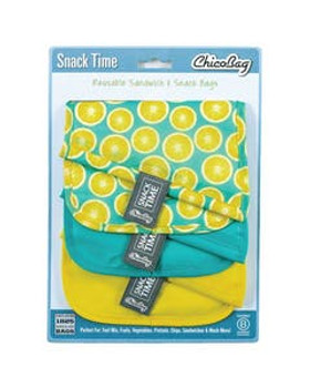 ChicoBag Snack Tim Poly Lemon Reusable Snack Bag 3 count