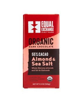 Equal Exchange Organic Dark Chocolate Almond & Sea Salt 3.5 oz bar Equal Exchange Organic Dark Chocolate Almond & Sea Salt 3.5 oz bar