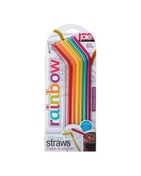 Rainbow Silicone Straws with Cleaning Brush 6 count Rainbow Silicone Straws with Cleaning Brush 6 count