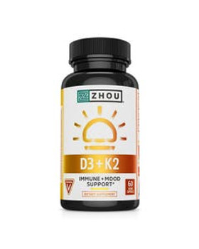 Zhou D3 + K2 Immune & Mood Support 60 VegCaps Zhou D3 + K2 Immune & Mood Support 60 VegCaps
