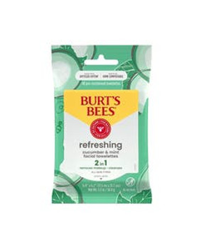 Burt's Bees Refreshing 2-in-1 Facial Towelettes with Cucumber & Mint 10 count Burt's Bees Refreshing 2-in-1 Facial Towelettes with Cucumber & Mint 10 count