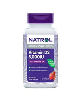 Natrol Vitamin D-3 Bone & Joint Fast Dissolve Strawberry Tablets 5,000 IU 90 count