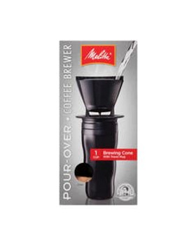 Melitta Black 1-Cup Pour-Over Coffee Brew Cone & Travel Mug Set Melitta Black 1-Cup Pour-Over Coffee Brew Cone & Travel Mug Set