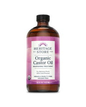 Heritage Store Organic Castor Oil 16 fl. oz. glass bottle Heritage Store Organic Castor Oil 16 fl. oz. glass bottle