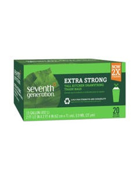 Seventh Generation Extra Strong Tall Kitchen Drawstring 13 gallon Trash Bags 20 count Seventh Generation Extra Strong Tall Kitchen Drawstring 13 gallon Trash Bags 20 count