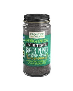 Frontier Co-op Black Pepper, Medium Grind, Organic, Fairtrade Certified 1.80 oz. Frontier Co-op Black Pepper, Medium Grind, Organic, Fairtrade Certified 1.80 oz.