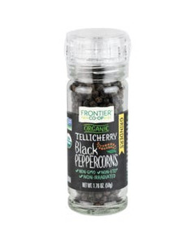 Frontier Co-op Organic Tellicherry Black Peppercorns with Grinder 1.76 oz. Frontier Co-op Organic Tellicherry Black Peppercorns with Grinder 1.76 oz.