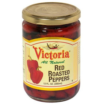 Victoria Red Roasted Peppers - Case of 12 - 12 oz.