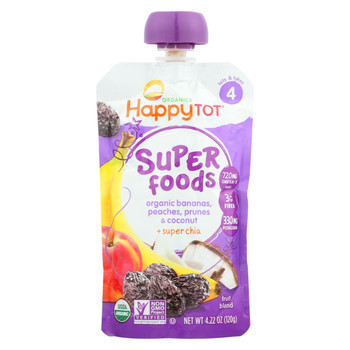 Happy Tot Toddler Food - Organic - Stage 4 - Banana Peach Prune and Coconut - 4.22 oz - case of 16